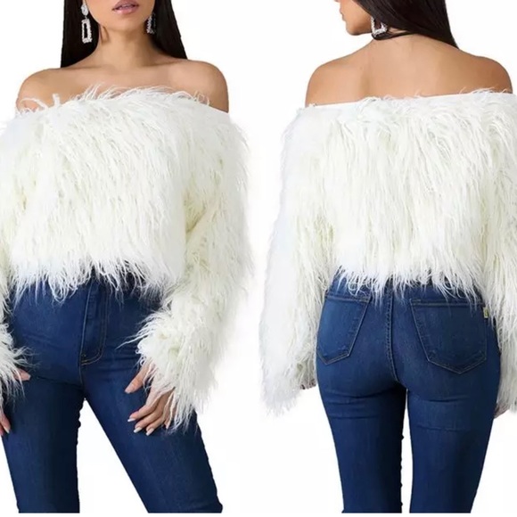 unique first impressions Sweaters - White Off the shoulder crop top sweater